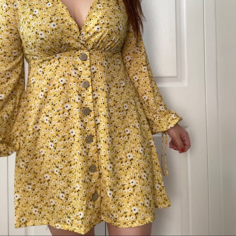 ASOS Yellow Ditsy Floral Mini Dress